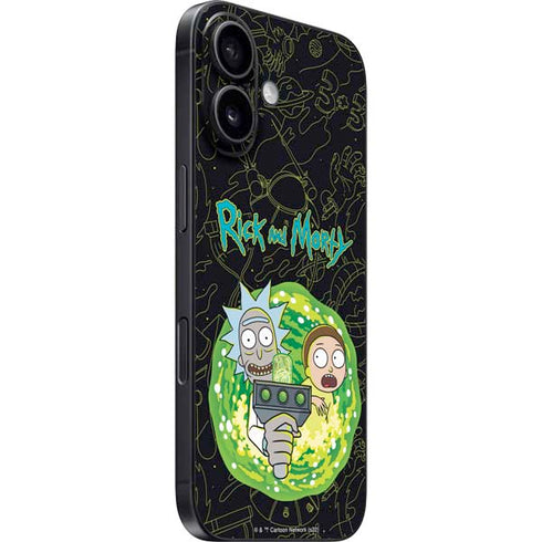 Adult Swim Rick and Morty Portal Travel iPhone 16 Plus Skin